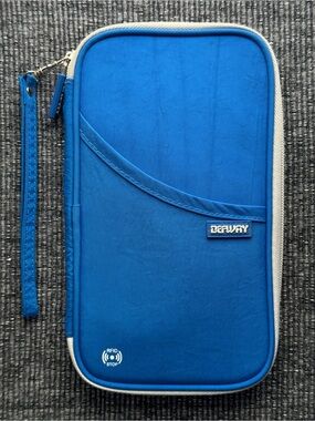 RFID Travel Passport Wallet Organizer Wristlet Blue